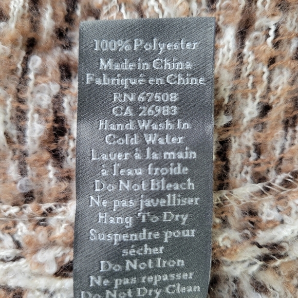 Vince Camuto Hooded Sweater Poncho One Size Fits Most Batwing Soft Brown Tan - Picture 6 of 7